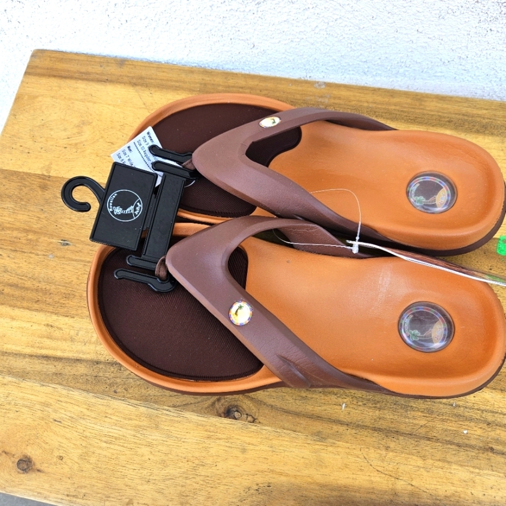 Hawaiian Jellys Ultra Comfort A'a Brown Lava Unisex Sandals Women's Size 10 - Picture 9 of 16
